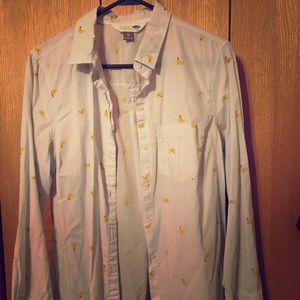 Banana Print Button Up